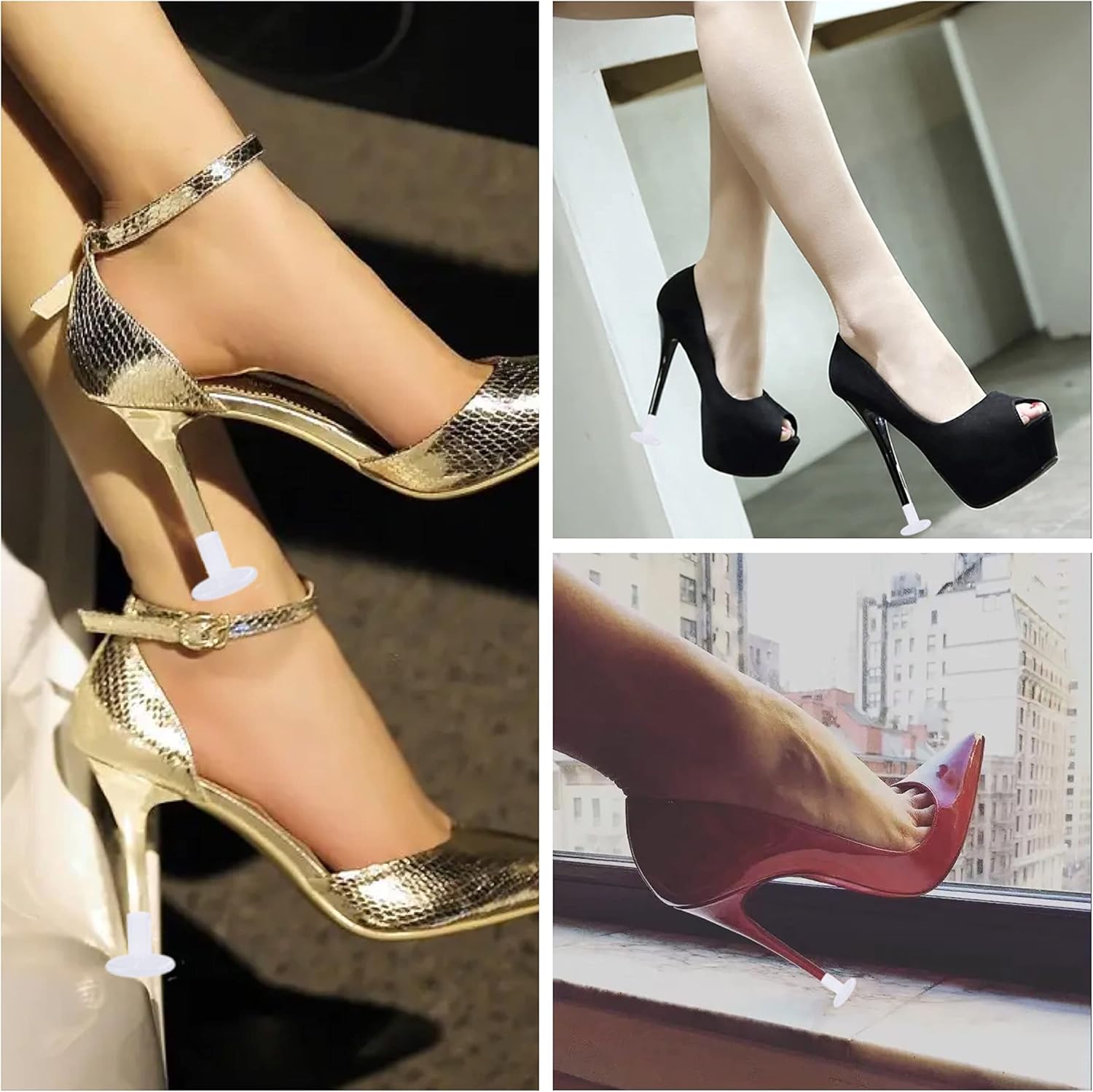 Protectores transparentes de tacón alto para zapatos, tapones para caminar sobre hierba, pequeñomediogrande, 9 pares.