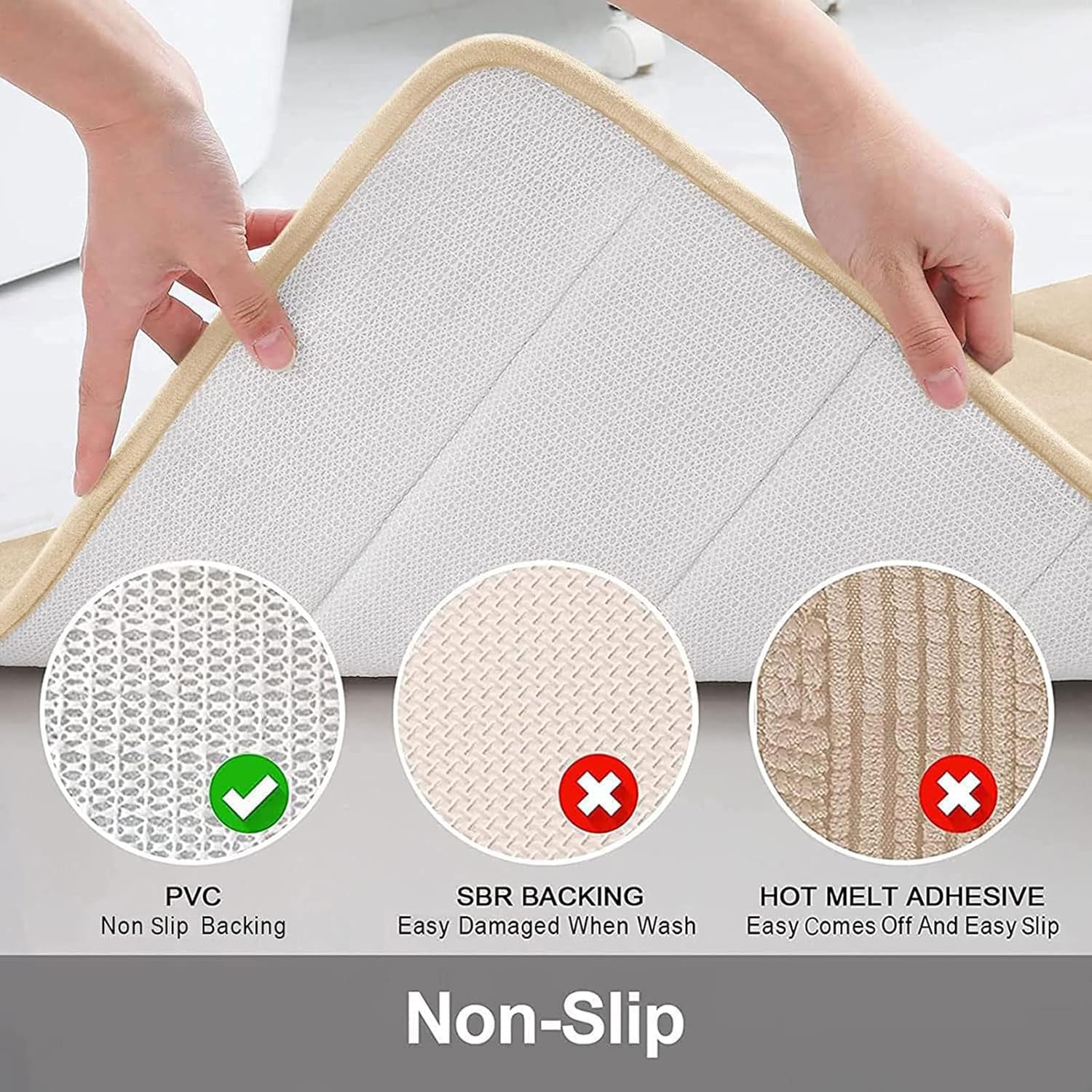 Tapetes de baño de espuma viscoelástica suaves, antideslizantes y absorbentes, con forro trasero de goma, tapete largo para suelo de cocino y baño,