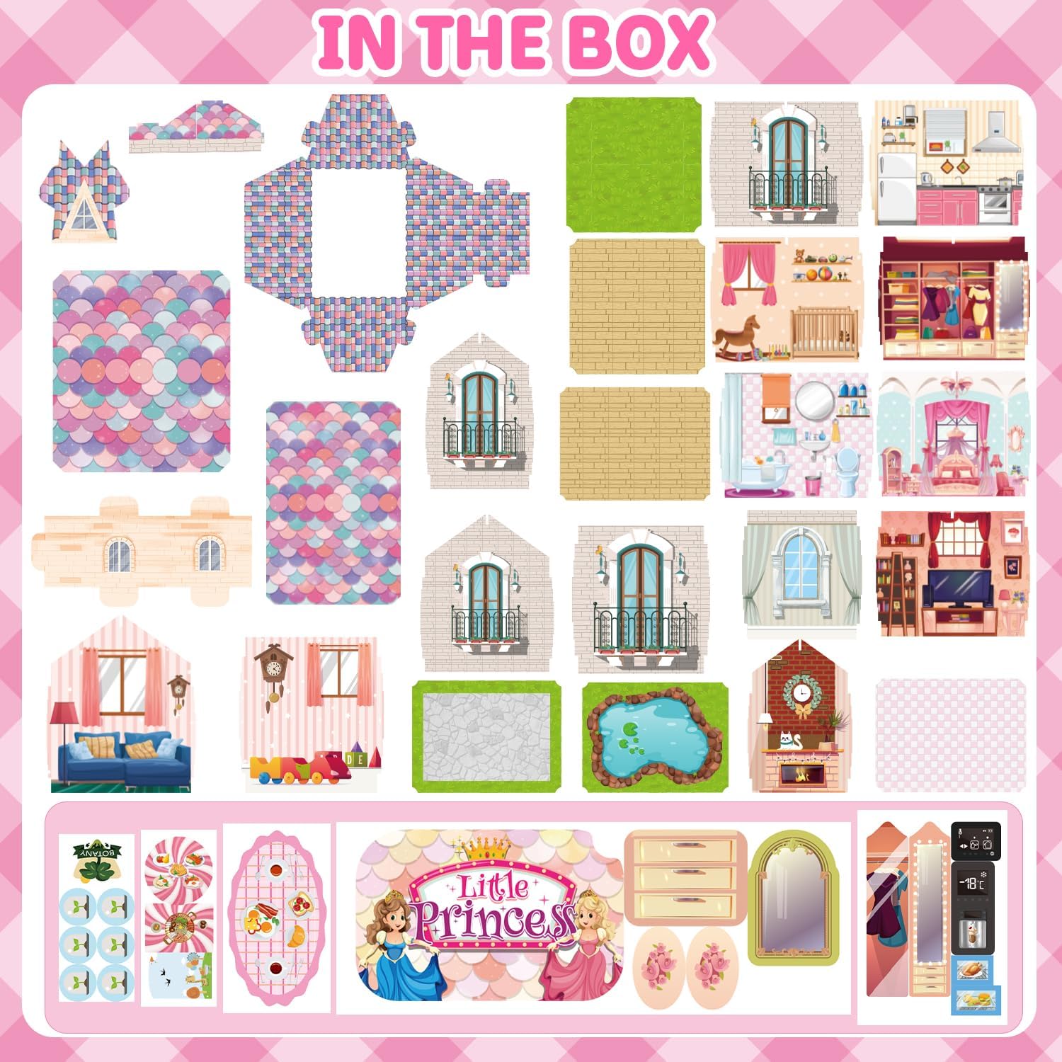 JoyZin 374 piezas de casa de muñecas casa de ensueño para niñas, casa de juegos de princesa con luces, accesorios de muebles, juegos de simulación,