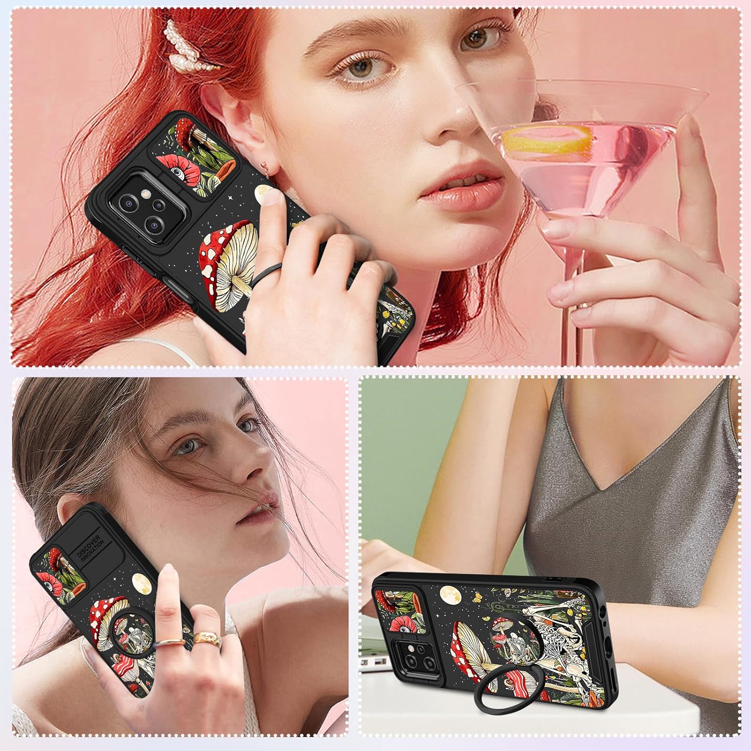 Funda 2 en 1 para Moto G Power 5G 2023 para mujer, diseño de calavera de esqueleto, linda funda de teléfono para niñas, gótica, espeluznante,
