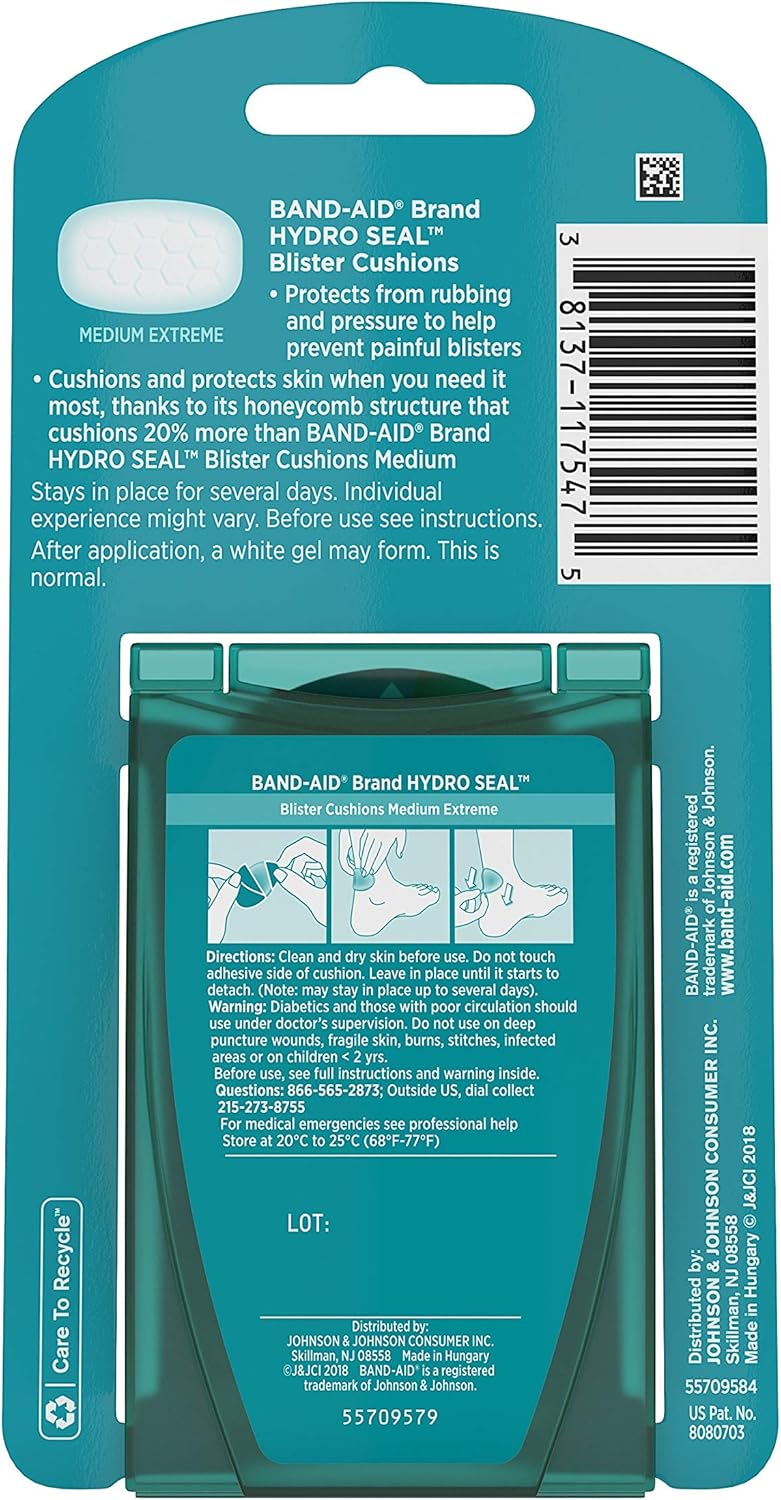 Band-Aid Brand Hydro Seal – Vendajes de cojín blíster, almohadillas adhesivas impermeables, medianas, 5 unidades (paquete de 2)