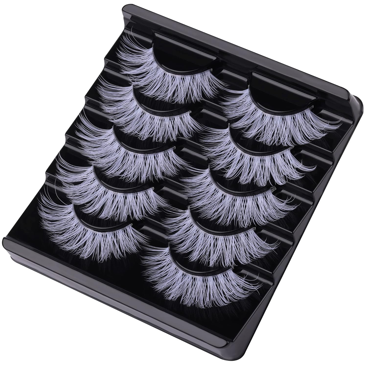 Pestañas blancas de Navidad, pestañas postizas blancas naturales, pestañas postizas de color ojo de gato, pestañas 3D, 5 pares de pestañas de visón