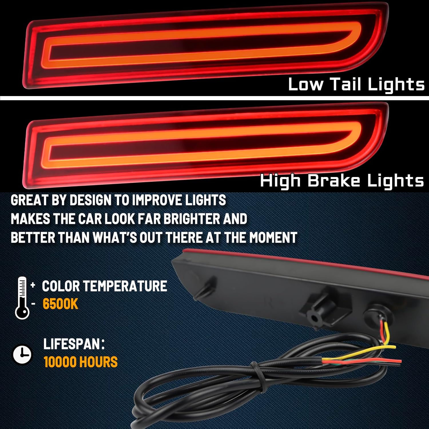 GEEGEETOP Lente ahumada LED reflector trasero parachoques luz antiniebla compatible con Mitsubishi Lancer 2008-2017Evolution X 2008-2017Outlander