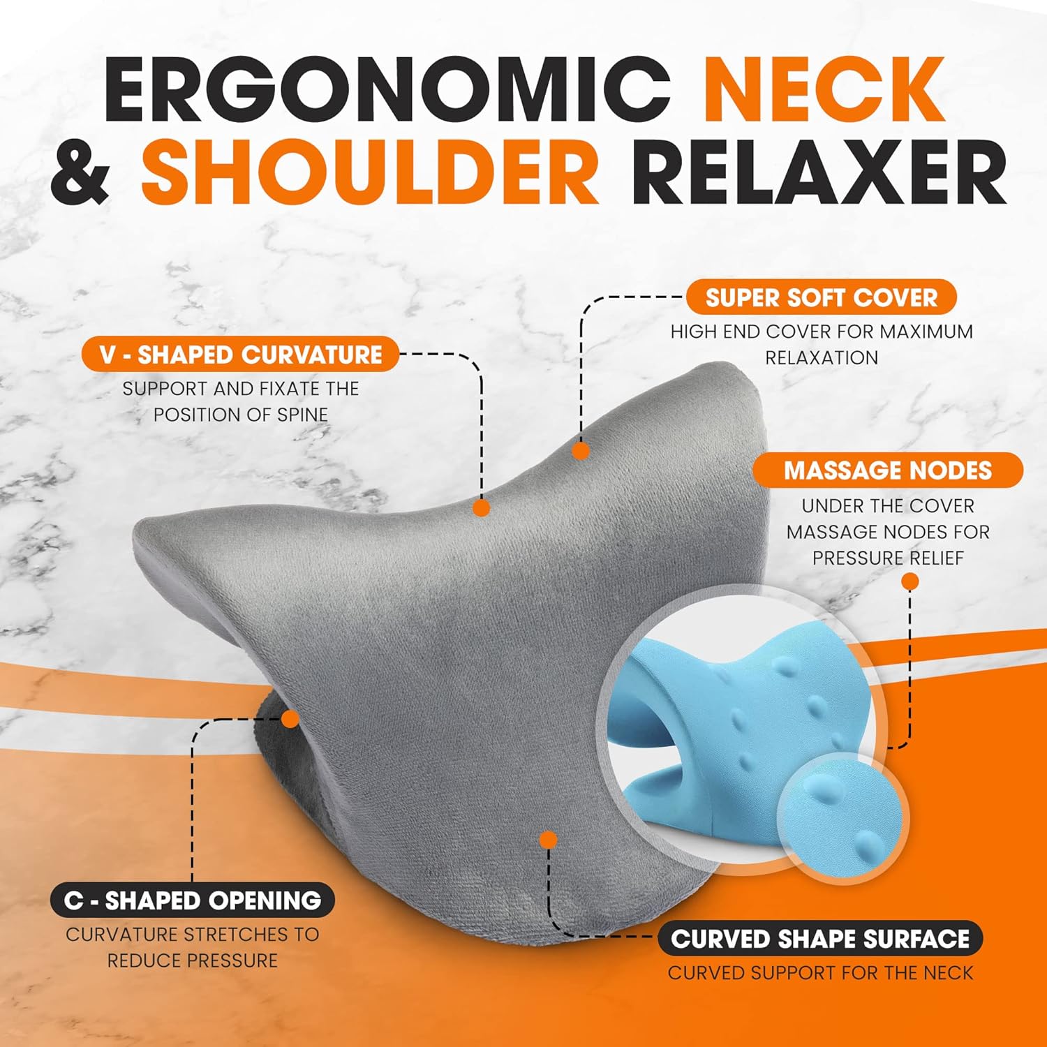 Cheer Collection Relajante de cuello y hombros con funda lavable, almohada estiradora de cuello para aliviar el dolor de cuello y hombros,