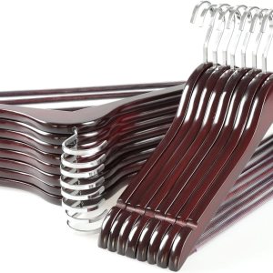 TOPIA HANGER Perchas de madera, perchas de lujo para armario, perchas de madera de cerezo con gancho extra grueso y barra antideslizante para TOPIA HANGER Perchas de madera, perchas de lujo para armario, perchas de madera de cerezo con gancho extra grueso y barra antideslizante para