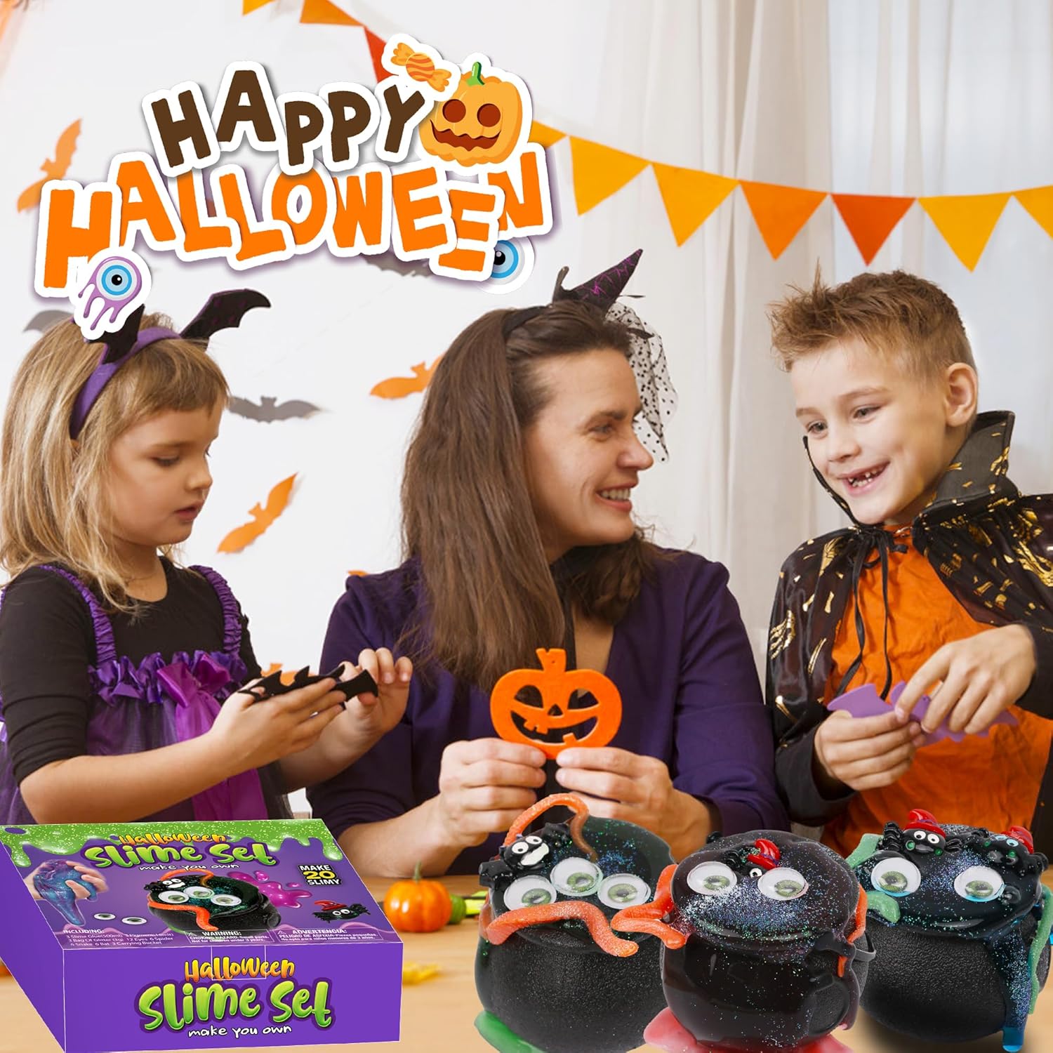 Kit de slime de Halloween, regalos de fiesta de slime de Halloween, suministros de kit de fabricación de limo, juguetes sensoriales para aliviar el