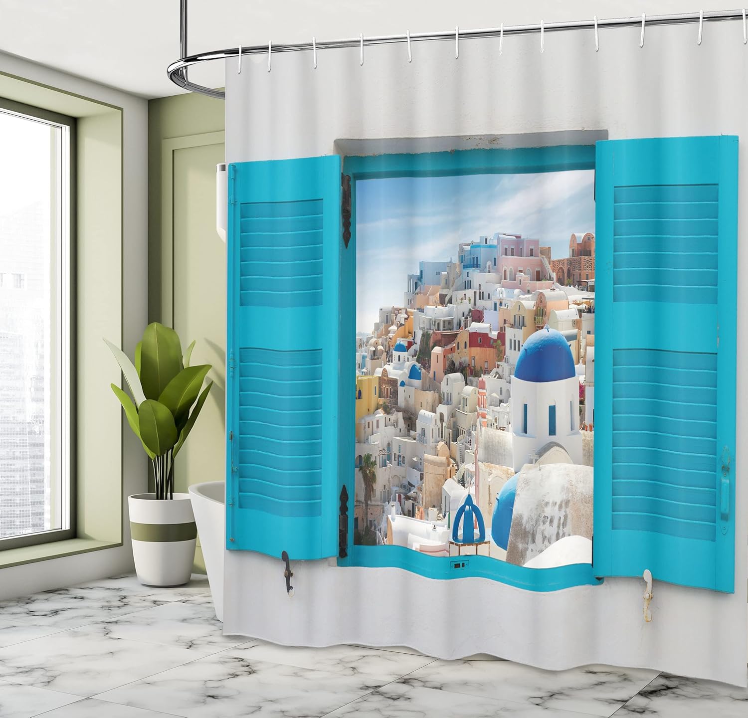 Ambesonne Home Decor Collection set de cortina de baño con ganchos.