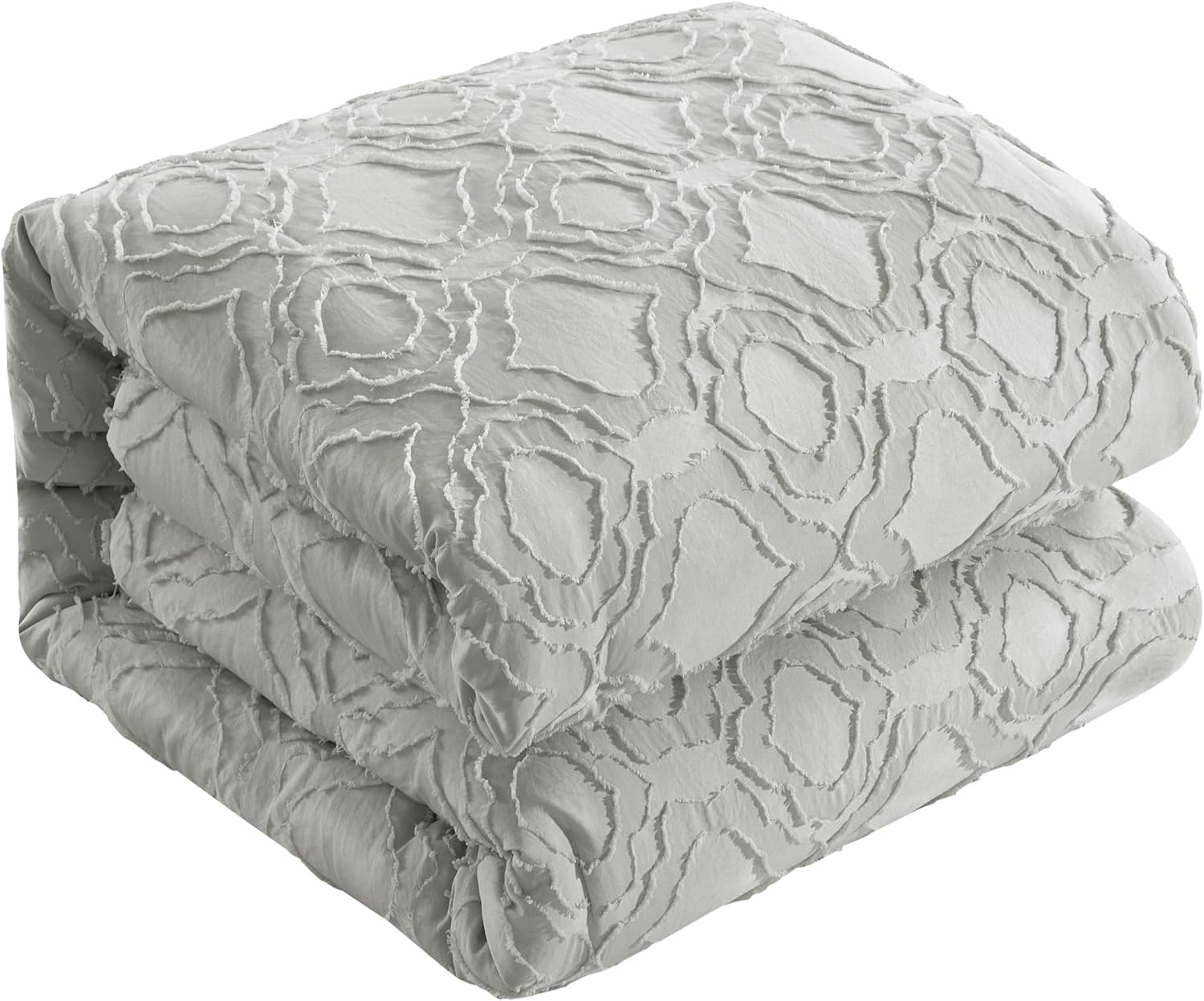 Chic Home Jane – Juego de edredón de 5 piezas con clip, diseño geométrico de cuadrifolio jacquard, fundas de almohada decorativas incluidas, King,