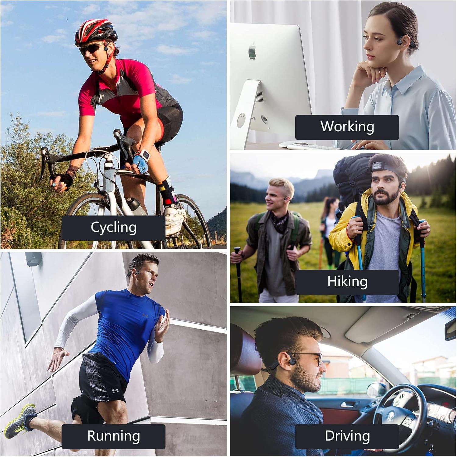Auriculares de conducción de aire de oído abierto, Bluetooth 5.0, auriculares inalámbricos para correr, 10 horas de reproducción, HiFi 9D, estéreo,