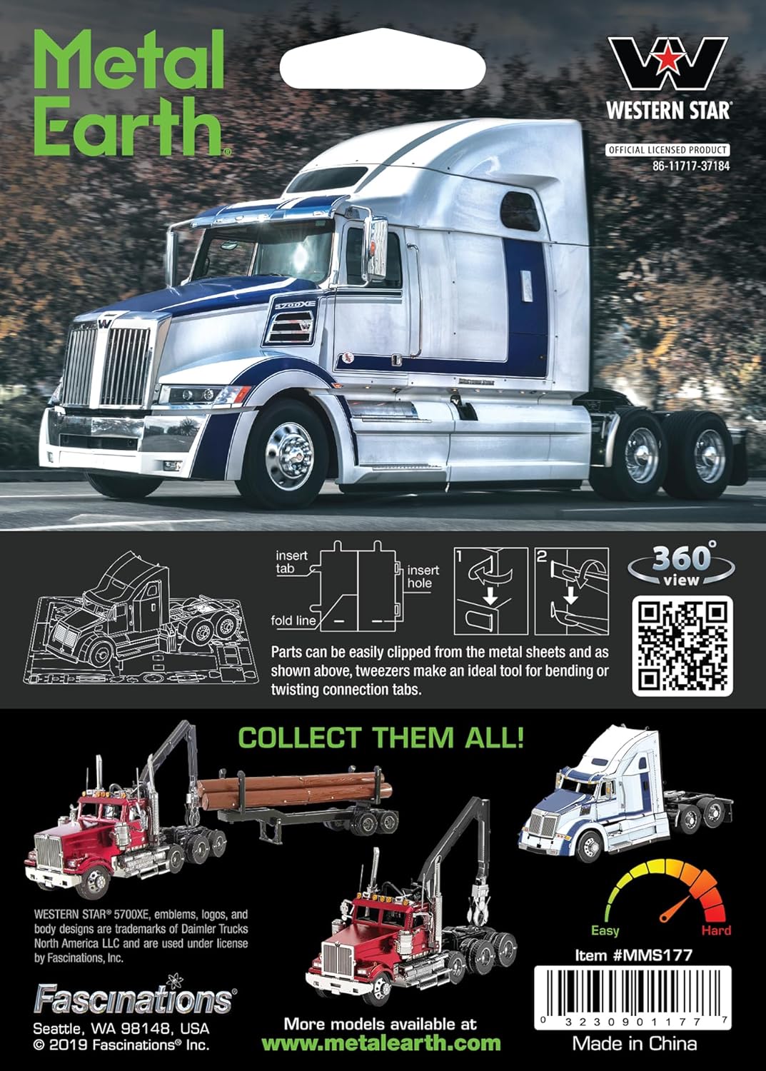 Metal Earth Fascinations Western Star 5700XE Kit de modelo de metal 3D con pinzas