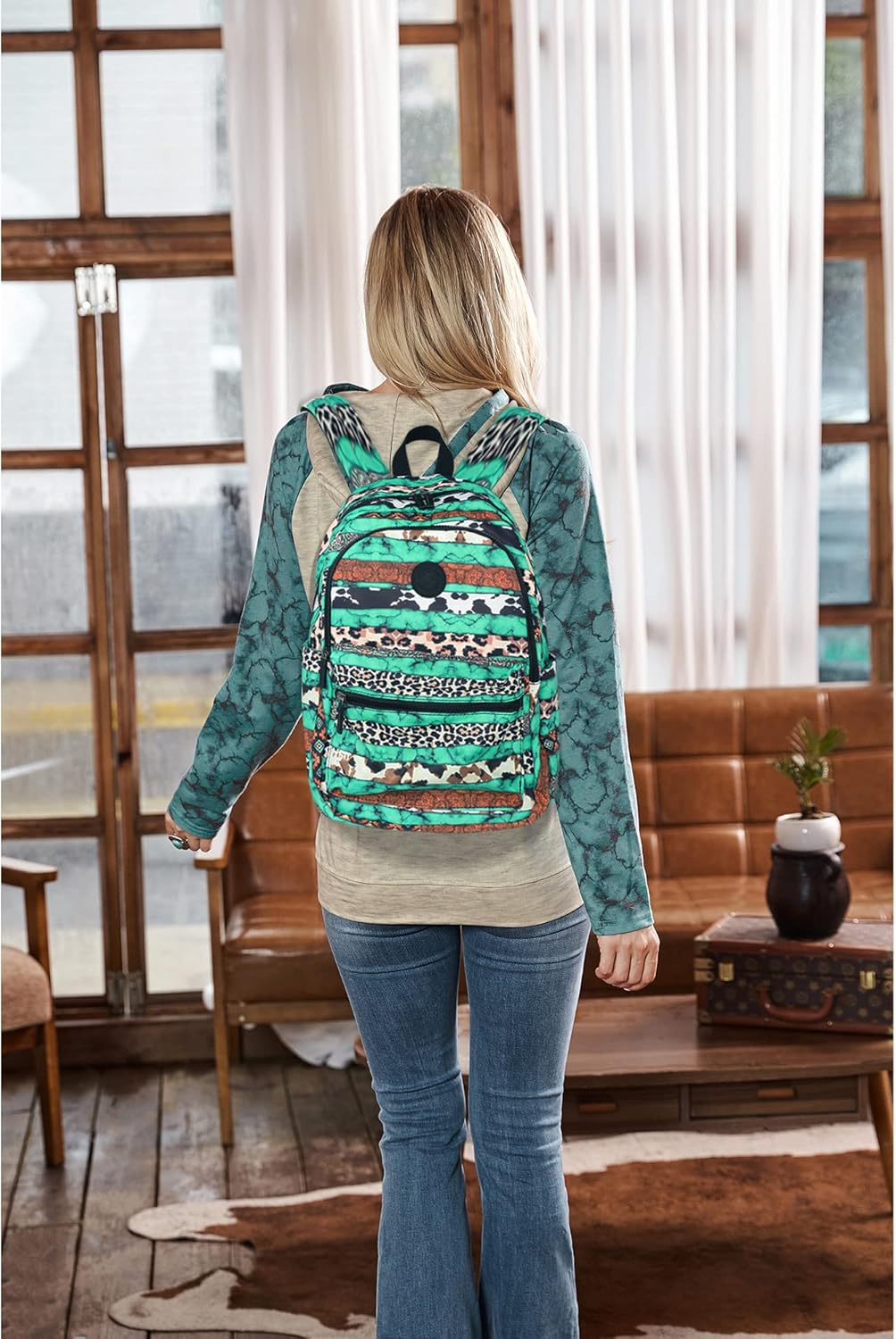 Montana West Western – Mochila para mujer, ligera, informal, para viajes con computadora portátil, *A1-boho Leopard 4, Mochilas Daypack
