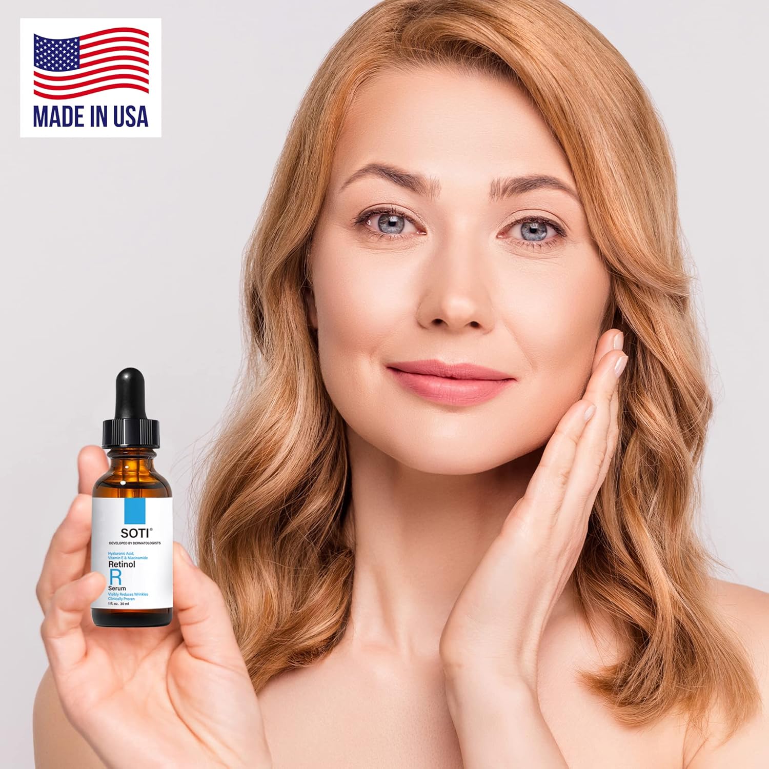 Suero de retinol para cara al 2.5% con niacinamida, ácido hialurónico y vitamina E. Suero facial antienvejecimiento para líneas, arrugas, manchas de