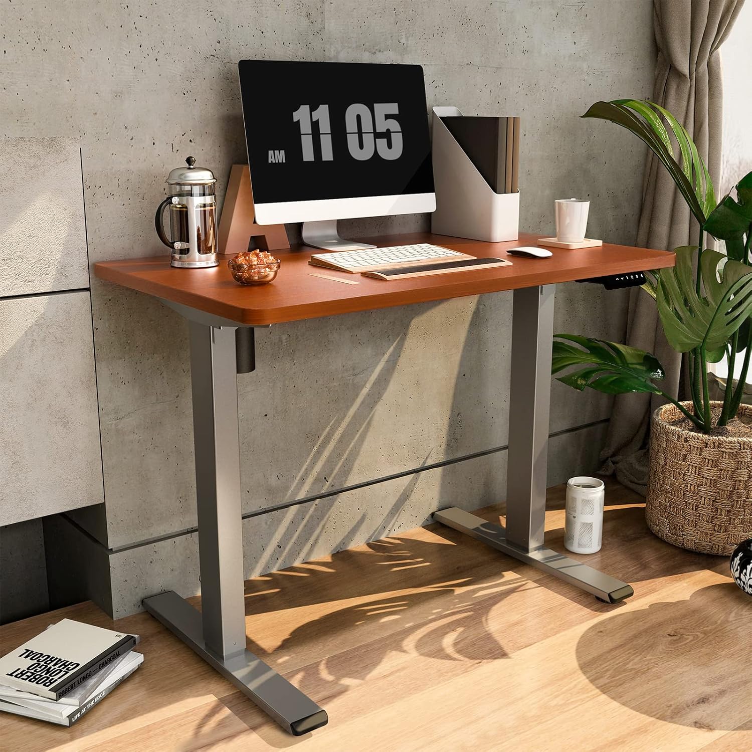 Flexispot EN1 – Escritorio eléctrico para trabajar sentado o de pie, altura ajustable, escritorio chico con controlador de memoria, 42 x 24