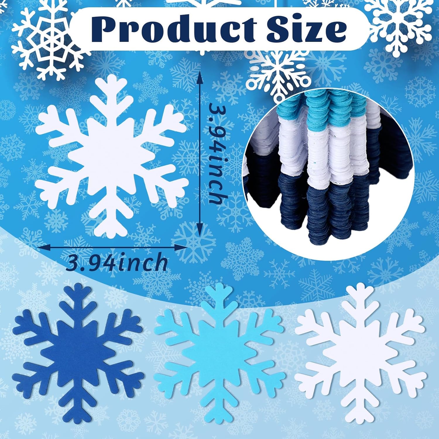 360 piezas de papel de copo de nieve de 3.9 pulgadas, copos de nieve de invierno con forma de copo de nieve para niños, papel troquelado para