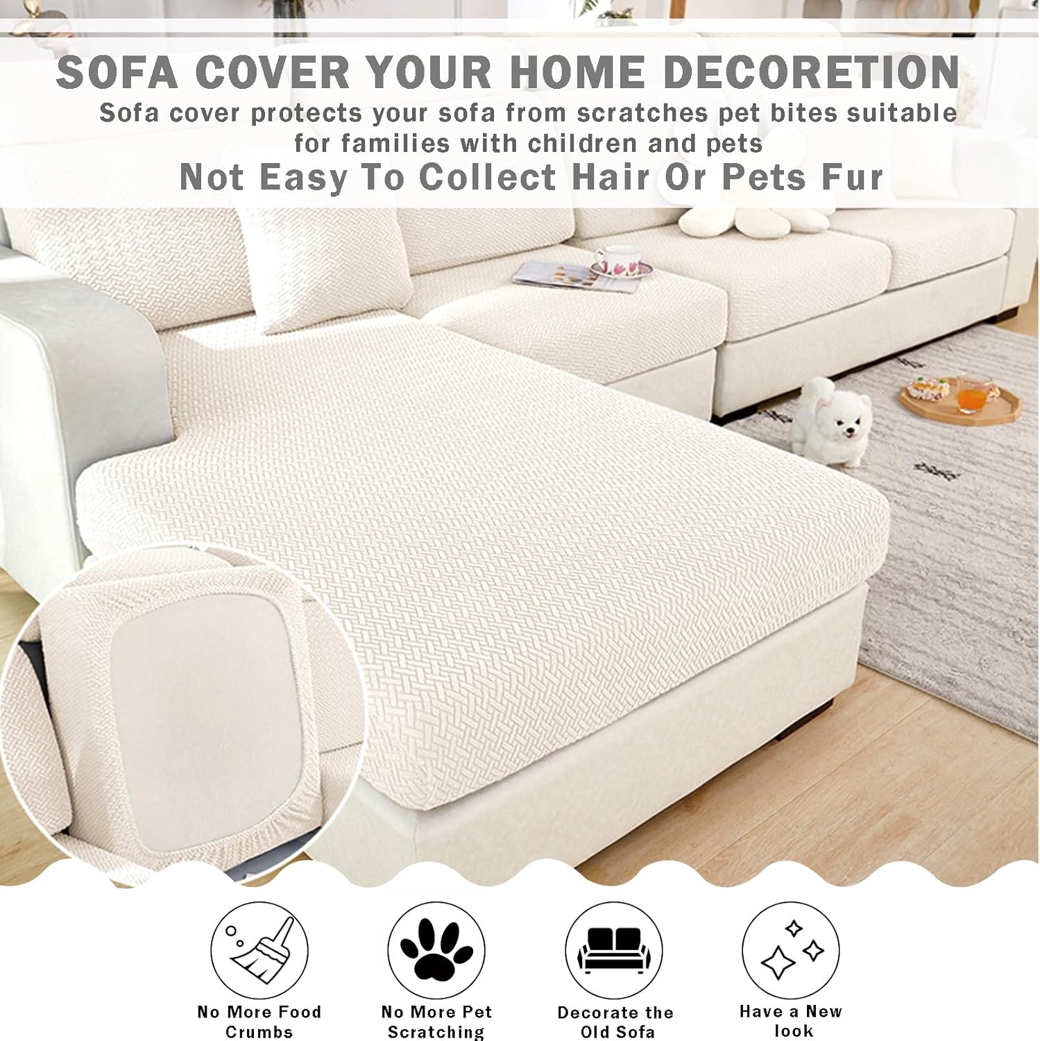 LPMOERA Fundas de sofá suaves y flexibles de repuesto, fundas de cojín elásticas y suaves para sofá en forma de L, fundas de cojín para sofá de