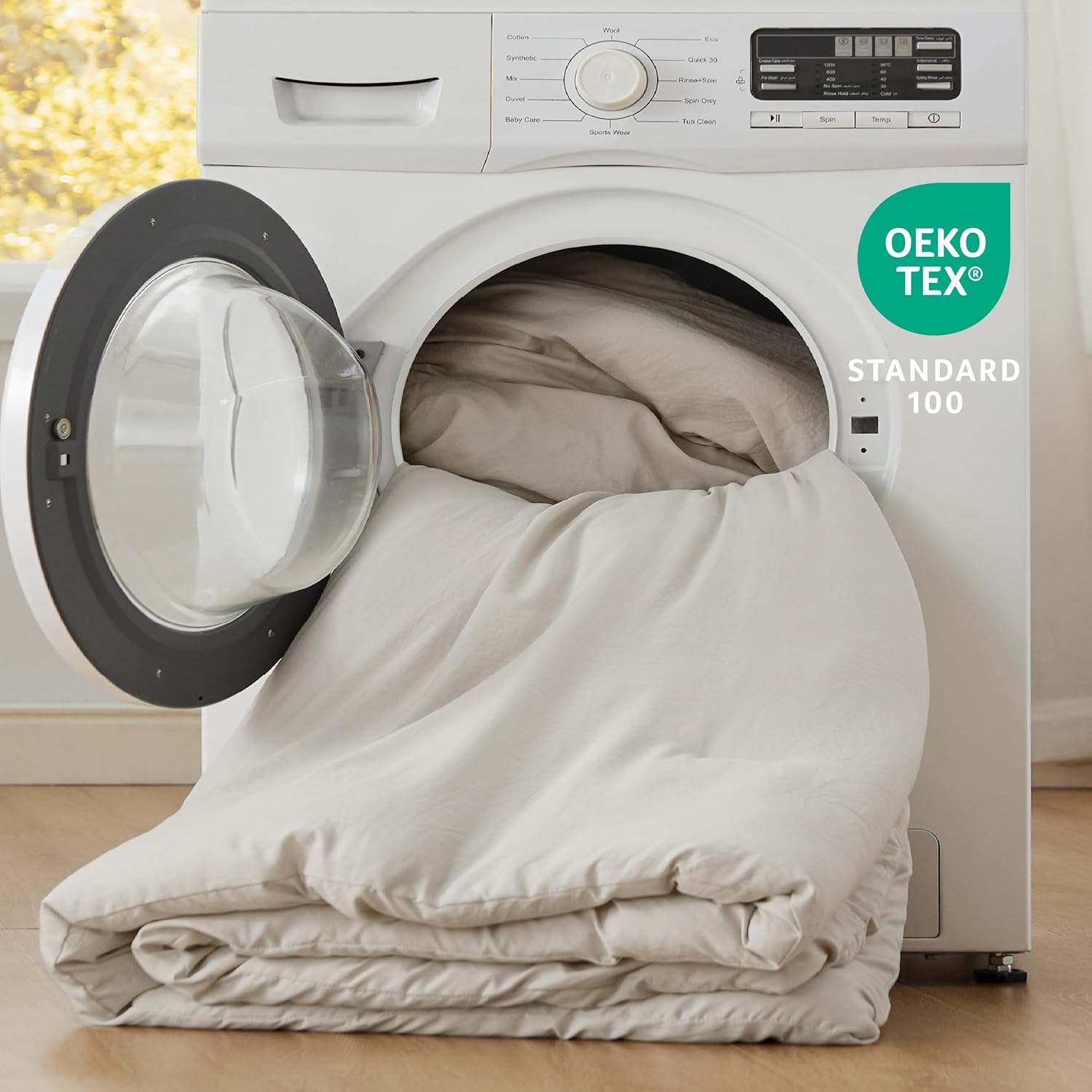 Bedsure Juego de edredón de tamaño King, edredón de cama prelavado suave gris para todas las estaciones, juegos de ropa de cama cálida de 3 piezas,