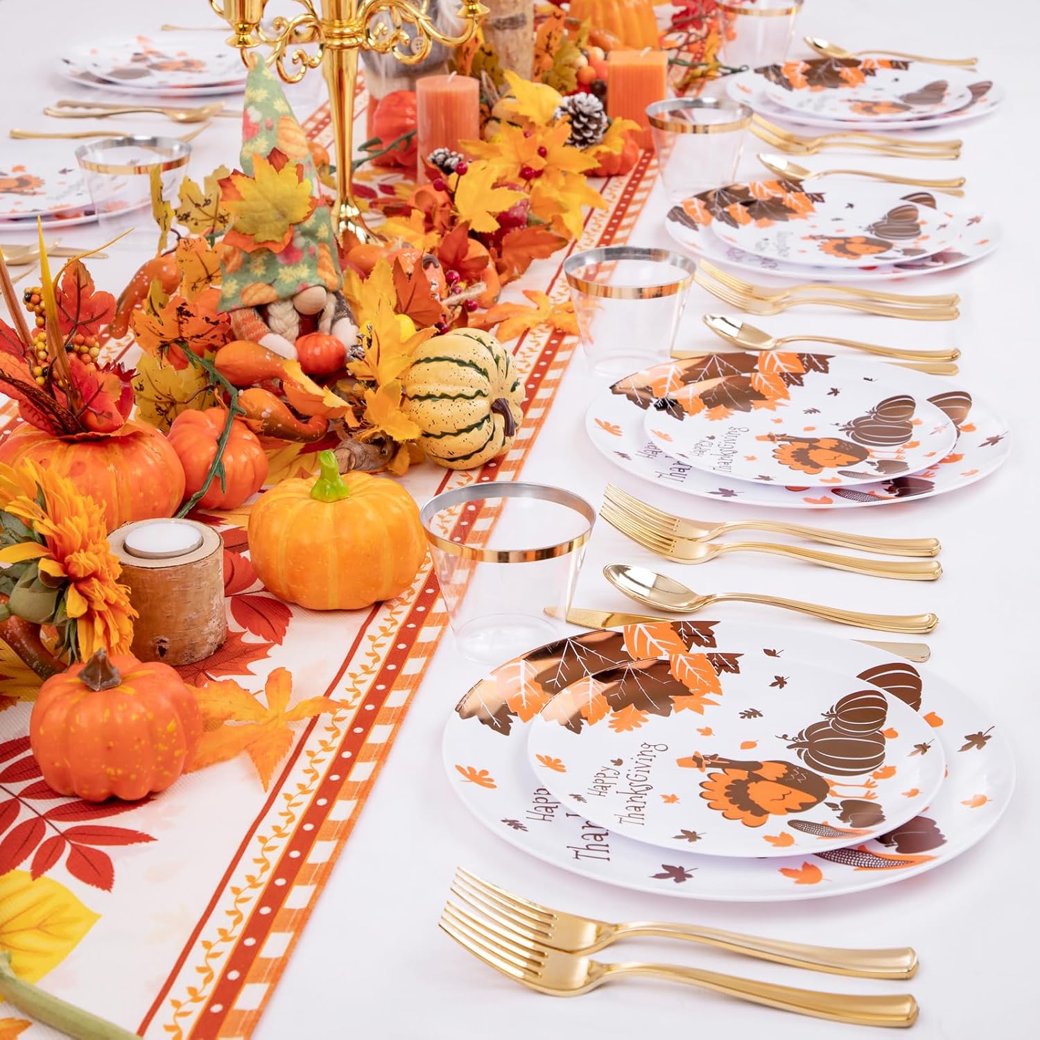 LIYH 150 platos de plástico de Acción de Gracias, platos desechables de pavo para decoración de cosecha de otoño, platos de regalo de amigos, juego
