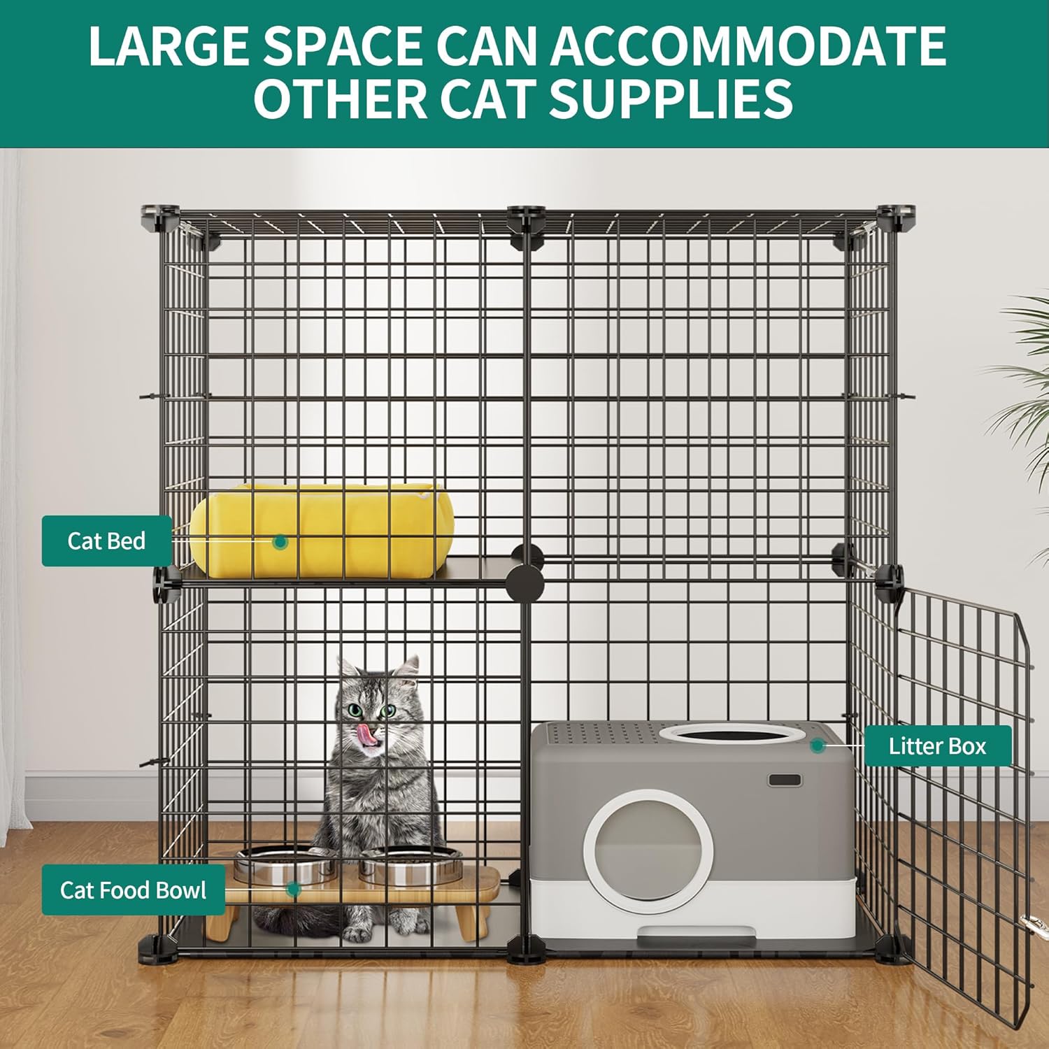 YITAHOME Jaula para gatos de 2 niveles para interiores, jaula para gatos al aire libre, jaula para hurones, corral de juegos para mascotas, perrera