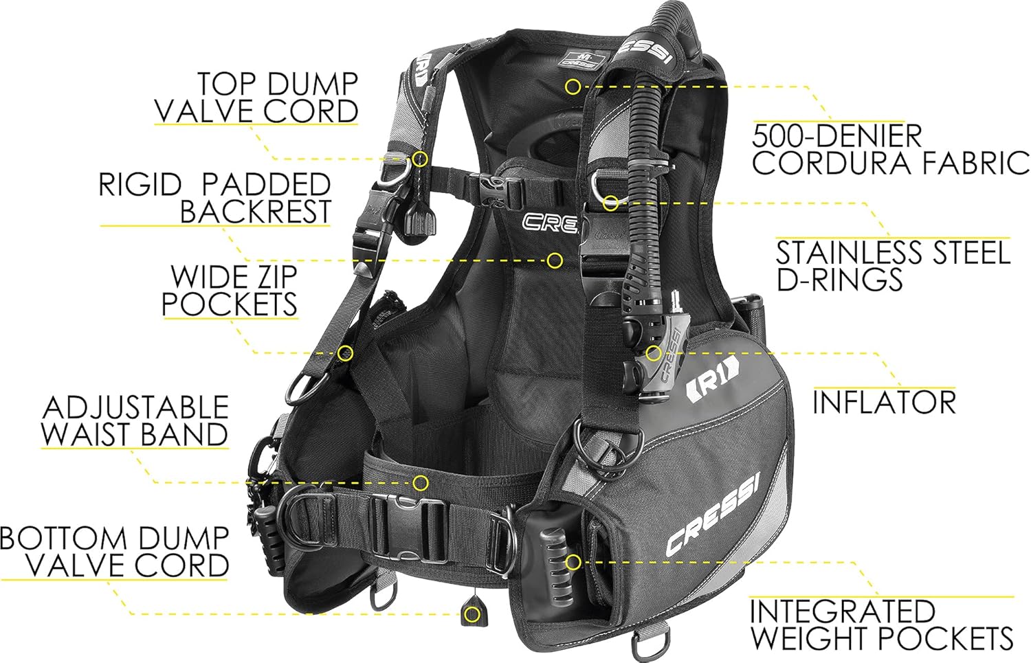 Cressi R1 BCD Donatello Equipo de Buceo AC2 Regulador Compacto Set GupG Reg Bolsa Buceo Paquete de Buceo