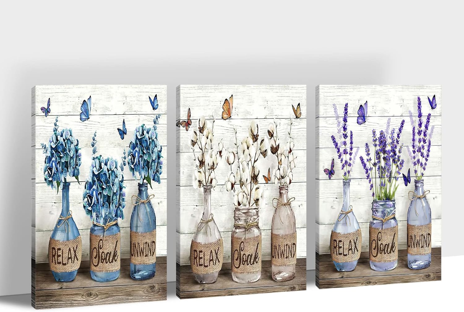 Arte de pared de granja, lienzo de flores de naturaleza muerta, arte de pared para relajarse y relajarse, imágenes para decoración de baño