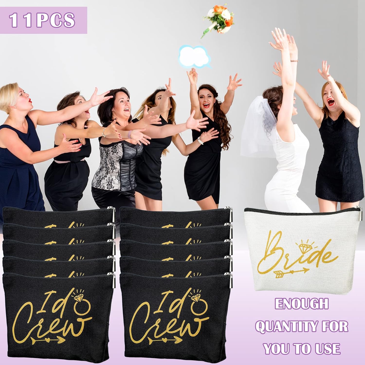 11 bolsas de maquillaje de boda, bolsa de cosméticos para despedida de soltera, bolsas de lona para maquillaje, propuesta de dama de honor, regalos