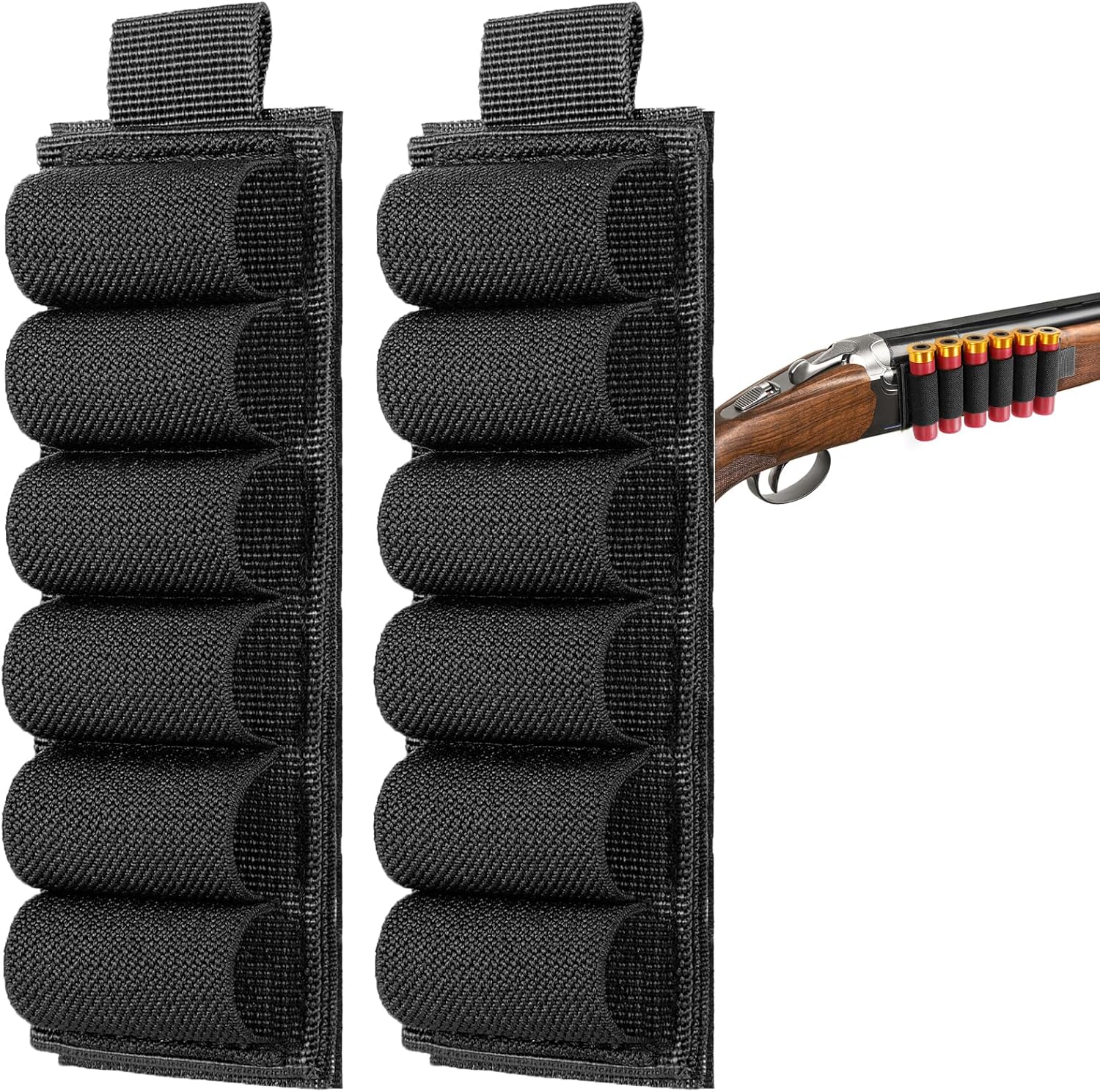FRTKK Paquete de 2 soportes tácticos para escopeta para rifles, cartucho Molle, portador de munición para calibre 1220