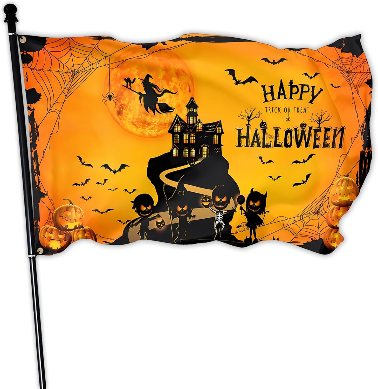 Bandera de Halloween de 3 x 5 pies para exteriores, grande de doble cara, banderas americanas de Halloween para casa, interior, jardín, patio,