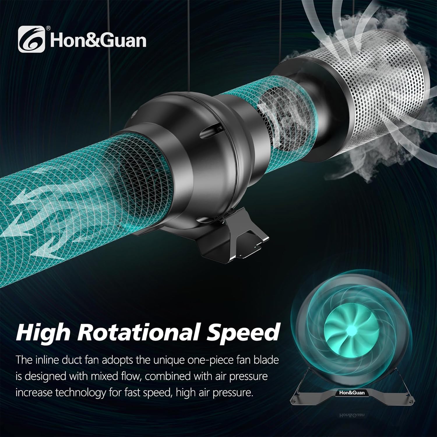 Hon&Guan Ventilador de conducto en línea de 4 pulgadas 146 CFM con controlador de velocidad variable, motor EC – Ventilador de escape de ventilación