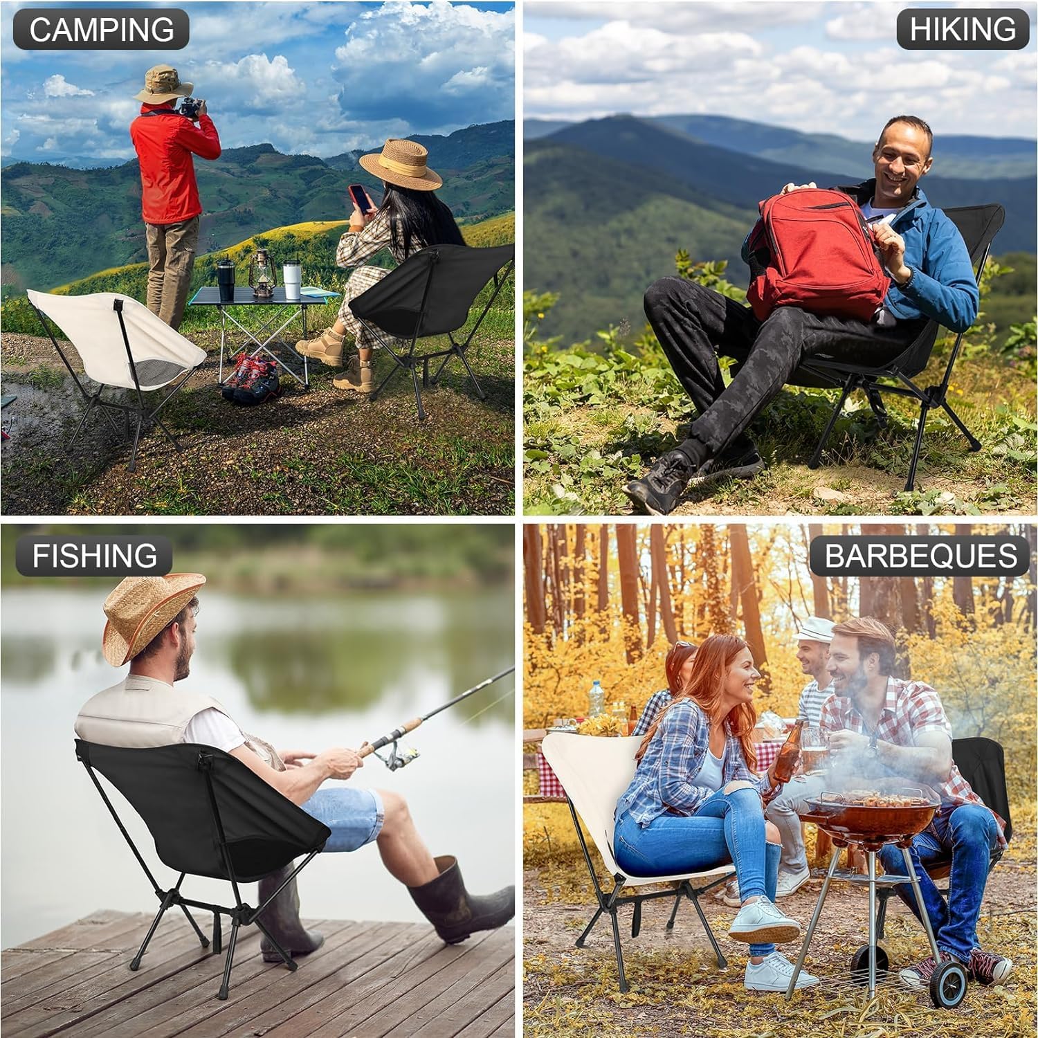 Silla plegable para camping, ultraligera, portátil, silla de playa, compacta, ligera, para mochileros, senderismo, picnic, barbacoas, pesca al aire