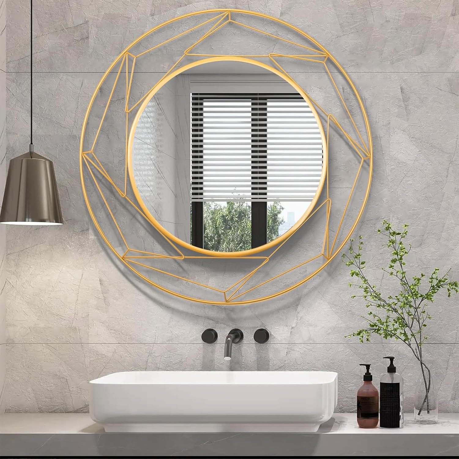 Espejos redondos dorados de 24 pulgadas para decoración de pared, espejo circular moderno, espejos decorativos para sala de estar, entrada,