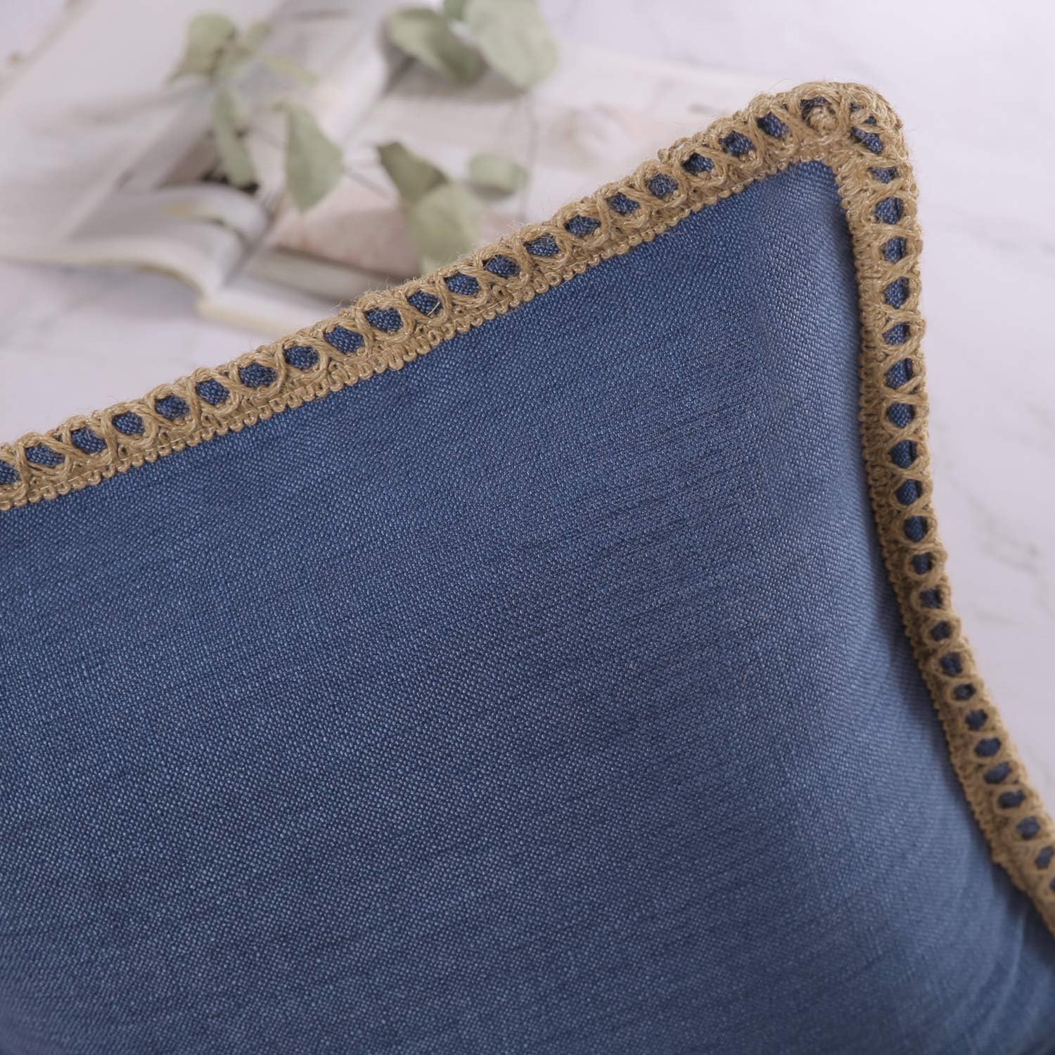 Phantoscope Farmhouse – Fundas de almohada decorativas para exteriores, Poliéster & Mezcla de poliéster, Azul marino, 18″ x 18″