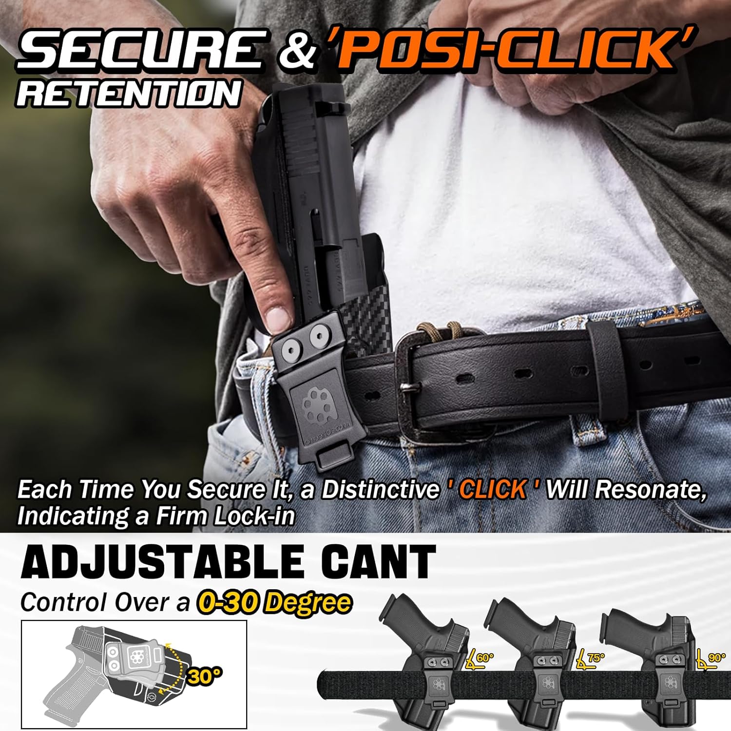 Amberide IWB & OWB KYDEX Holster Fit Sig Sauer P320 Carry  P320 Compact  P320 M18 Pistol, Inside Waistband Concealed Carry Holster, Adjustable Cant