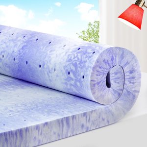 ELEMUSE Cubrecolchón de espuma viscoelástica con diseño ventilado de 4 pulgadas, almohadilla de espuma de remolino con gel refrescante para aliviar ELEMUSE Cubrecolchón de espuma viscoelástica con diseño ventilado de 4 pulgadas, almohadilla de espuma de remolino con gel refrescante para aliviar