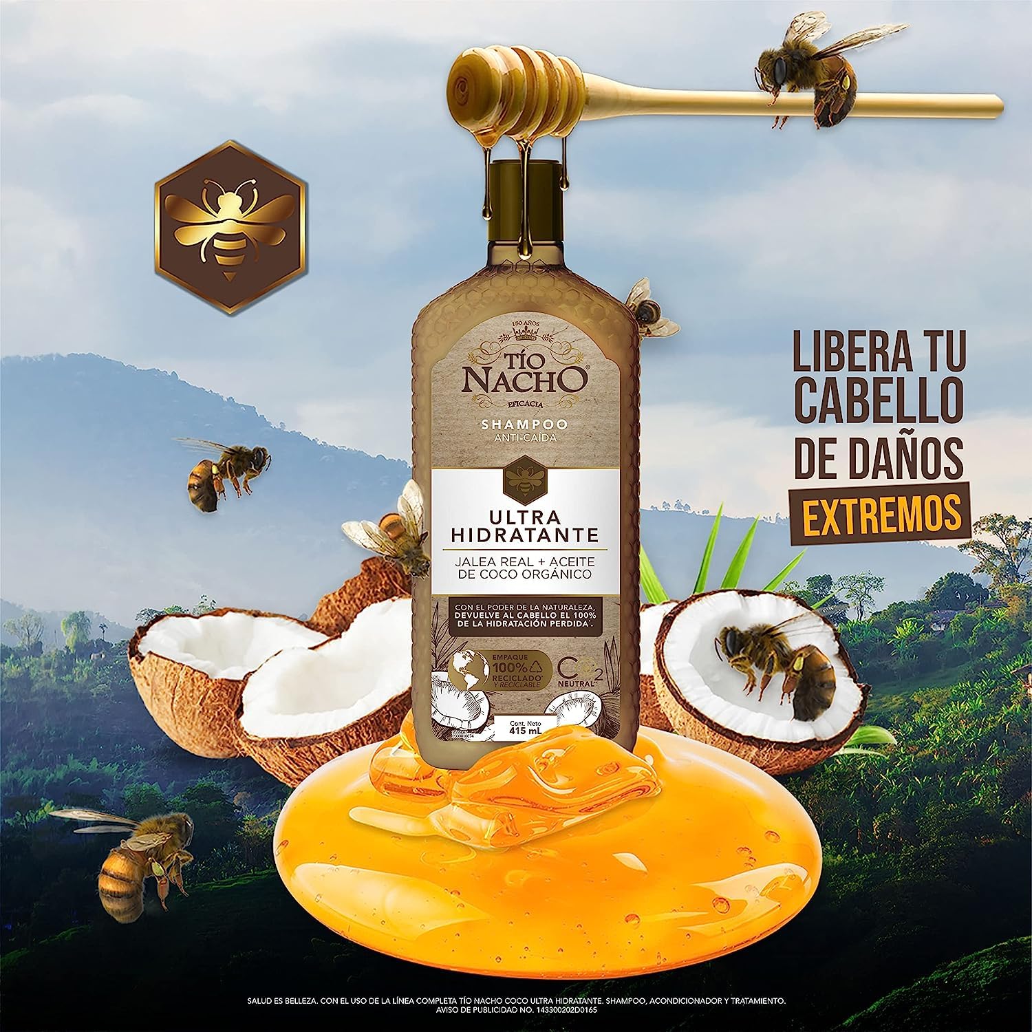 Tío Nacho Coco Champú + Acondicionador. Kit Tio Nacho Ultra Hidratante 14 Fl Oz