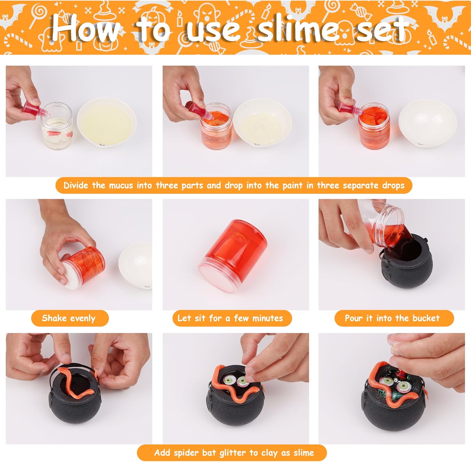 Kit de slime de Halloween, regalos de fiesta de slime de Halloween, suministros de kit de fabricación de limo, juguetes sensoriales para aliviar el
