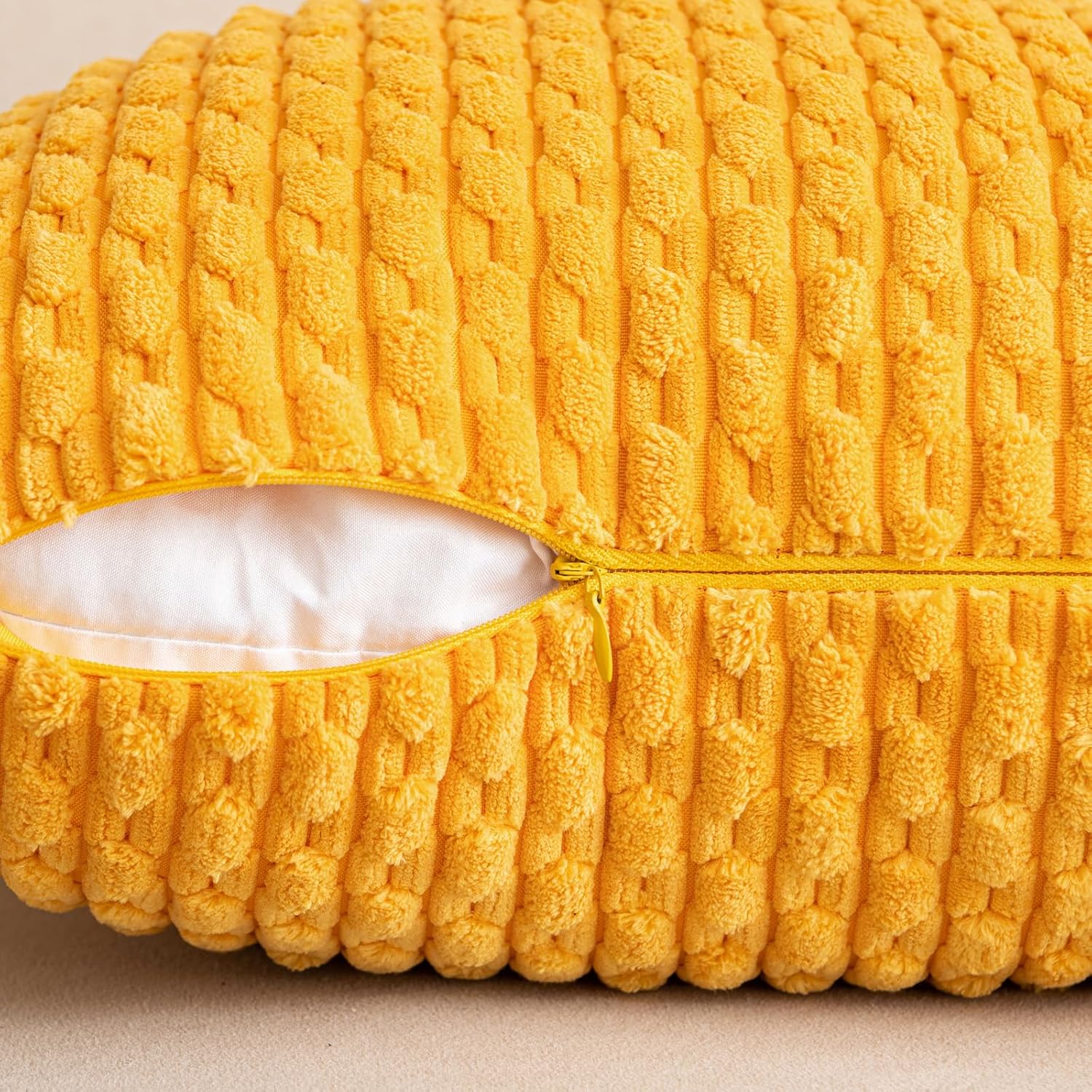 EMEMA Juego de 2 fundas de almohada de otoño de 16 x 16 pulgadas, fundas de almohada cuadradas de pana suave a rayas, decoración del hogar rural