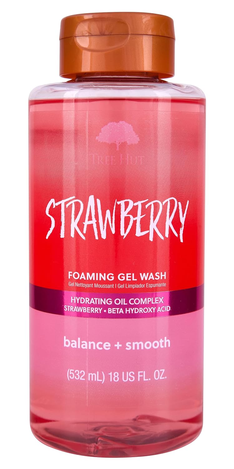 Tree Hut Gel de lavado de espuma suave y equilibrado de fresas, 18 onzas