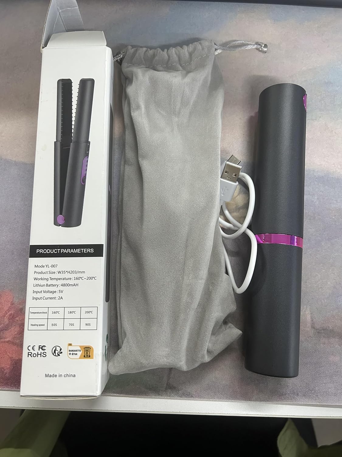 OBEST Rizador de pelo inalámbrico 2 en 1, mini plancha plana inalámbrica portátil de viaje, calentamiento rápido, alisador de 3 niveles