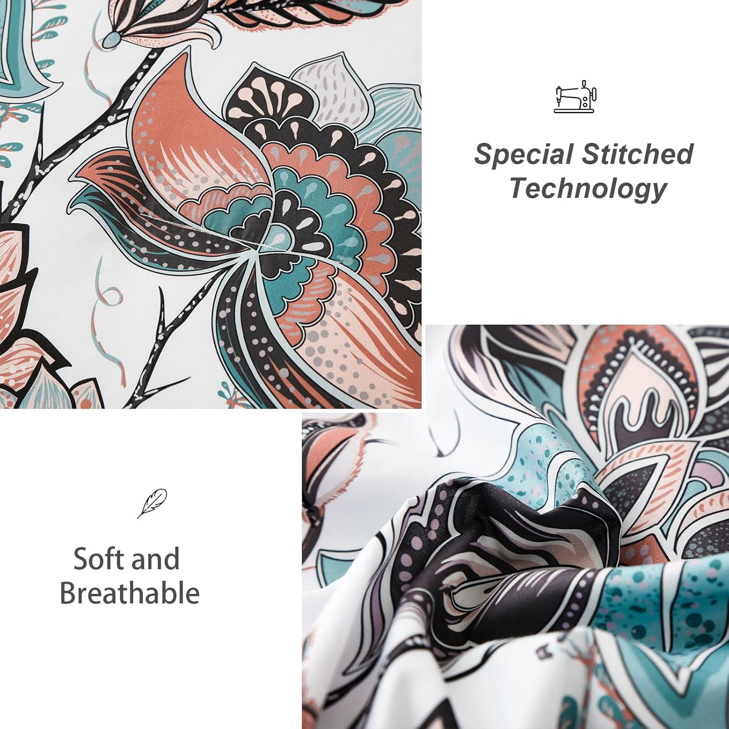 Dinjoy Juego de edredón floral tamaño Queen de 7 piezas en una bolsa, color gris quemado, hojas botánicas, ramas y mariposas (1 edredón, 1 sábana