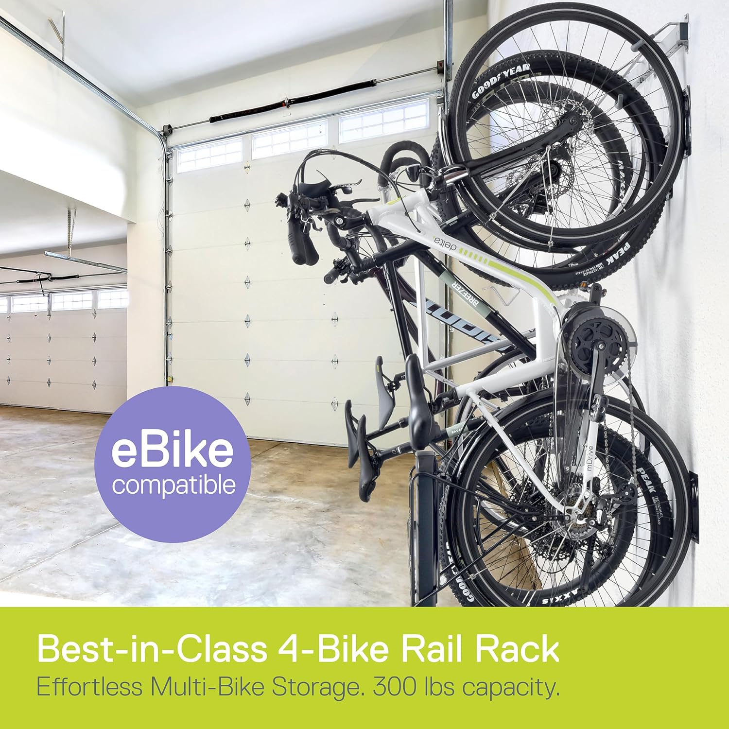 Garage Bike Rack Wall Mount Rail Rack by Delta Cycle – Bike Hangers for Garage – Bike Storage Rack for MTB, Road & Ebike – Holds up to 300 lbs –