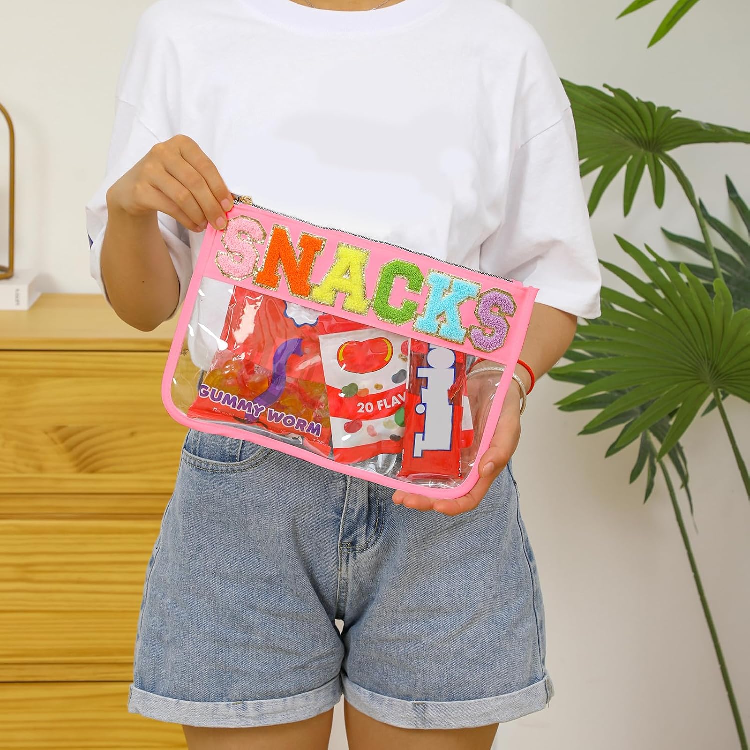 DYSHAYEN Bolsa de felpilla transparente con cremallera para viajes, bolsa de cosméticos transparente de nailon, bolsa de viaje de maquillaje para