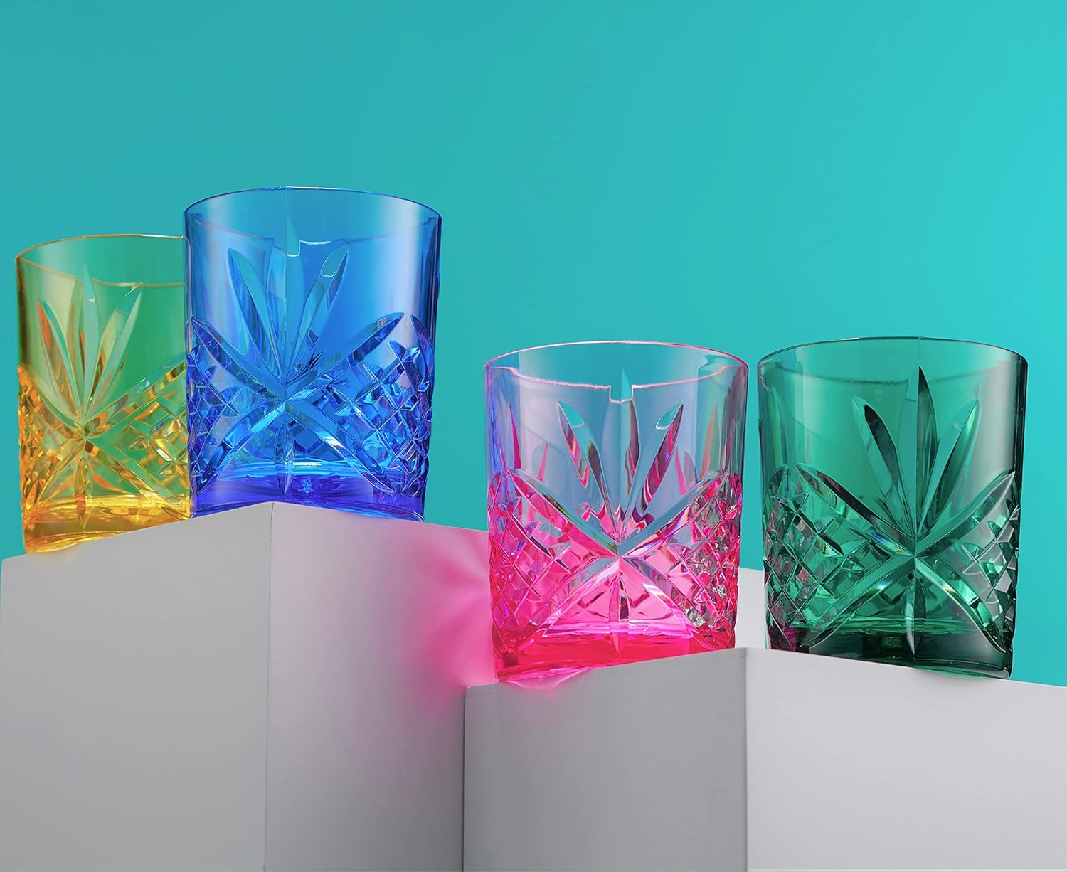 Godinger Vasos acrílicos para whisky, vasos para beber, vasos inastillables y reutilizables, colección Dublín, juego de 4