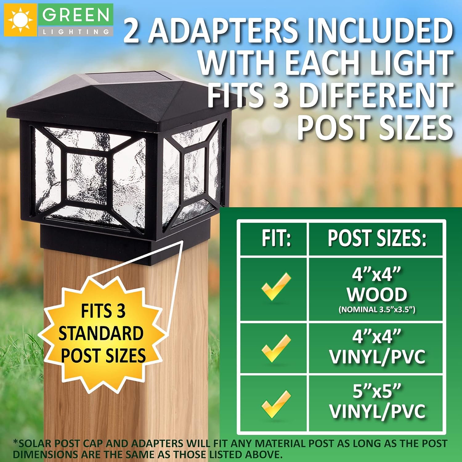GreenLighting Luces solares geométricas cuadradas para tapa de poste de madera de 4 x 4, 4 x 4 y 5 x 5 x 5 PCVvinilo para exteriores, poste de