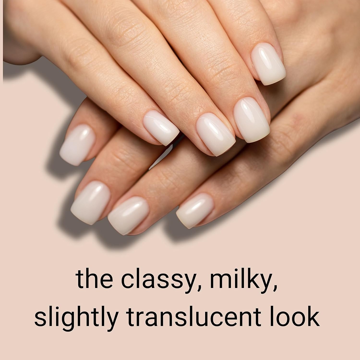 Alice & Bella Tiras de uñas de gel color blanco lechoso, color blanco lechoso ombré, elegante manicura neutra color nude para cualquier ocasión y