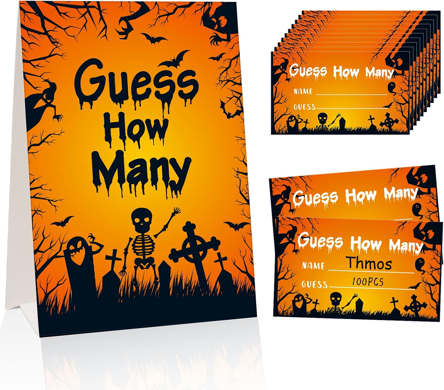 SICOHOME Halloween Adivina cuántos suministros de fiesta de Halloween, juego de fiesta de Halloween para niños y adultos, juego de adivinanzas en