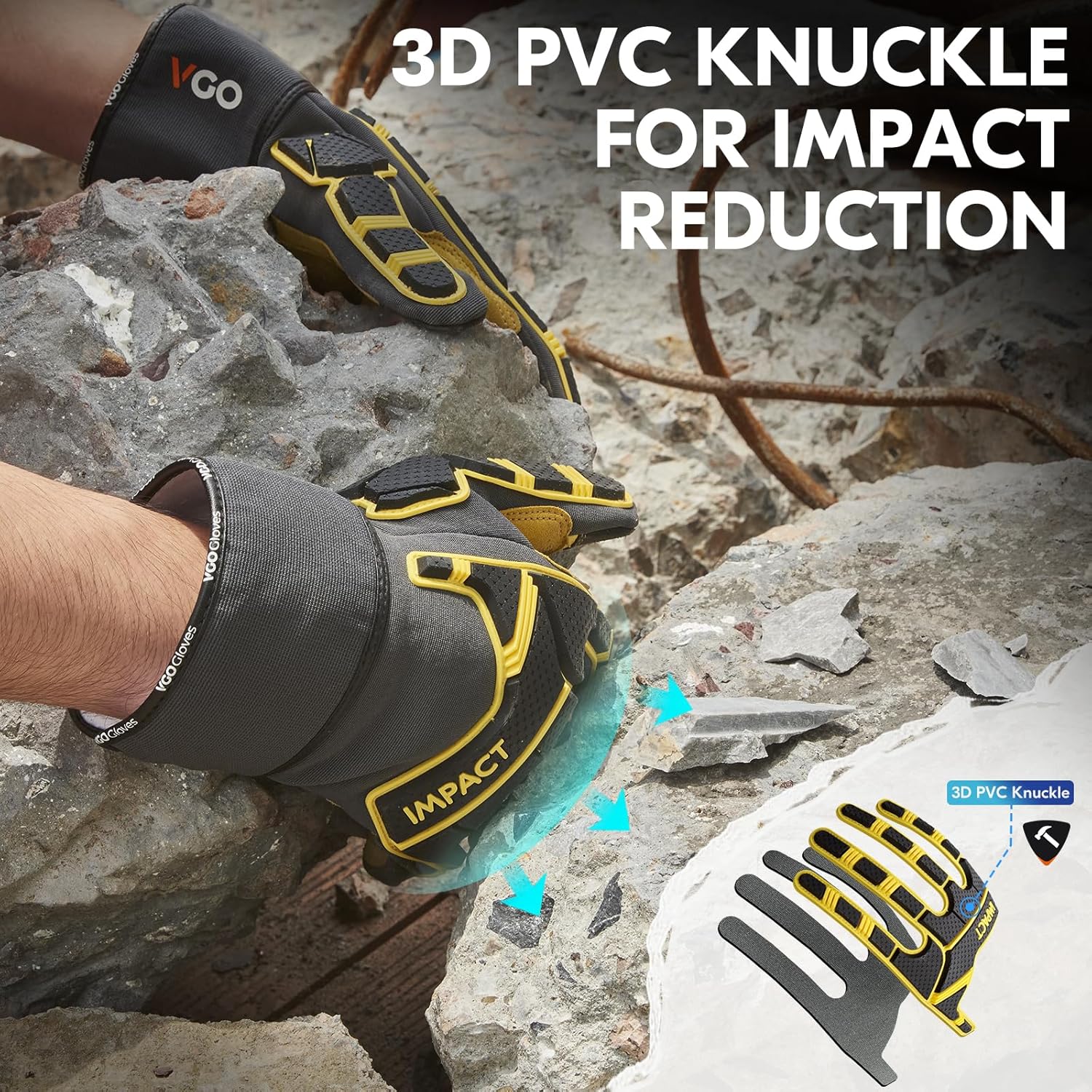 Vgo… Guantes de trabajo de cuero para hombre, guantes de mecánico (PA7756GA9604)
