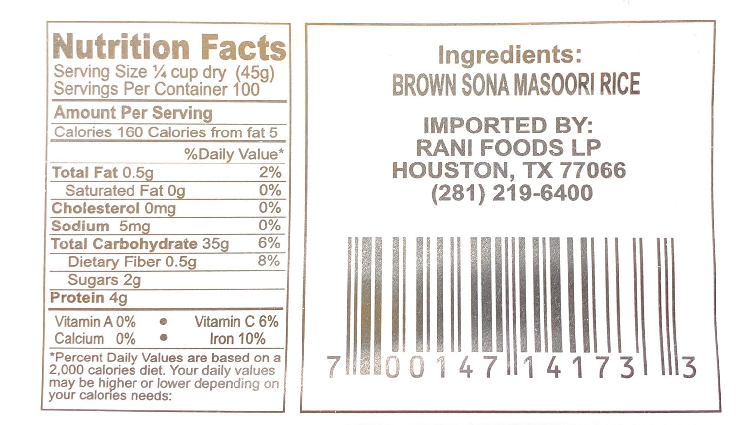 Asian Kitchen Brown Sona Masoori Arroz envejecido Bolsa de 4 libras, 4 libras (4.0 lbs) Arroz de grano corto  Todo natural  Apto para gluten  Vegano
