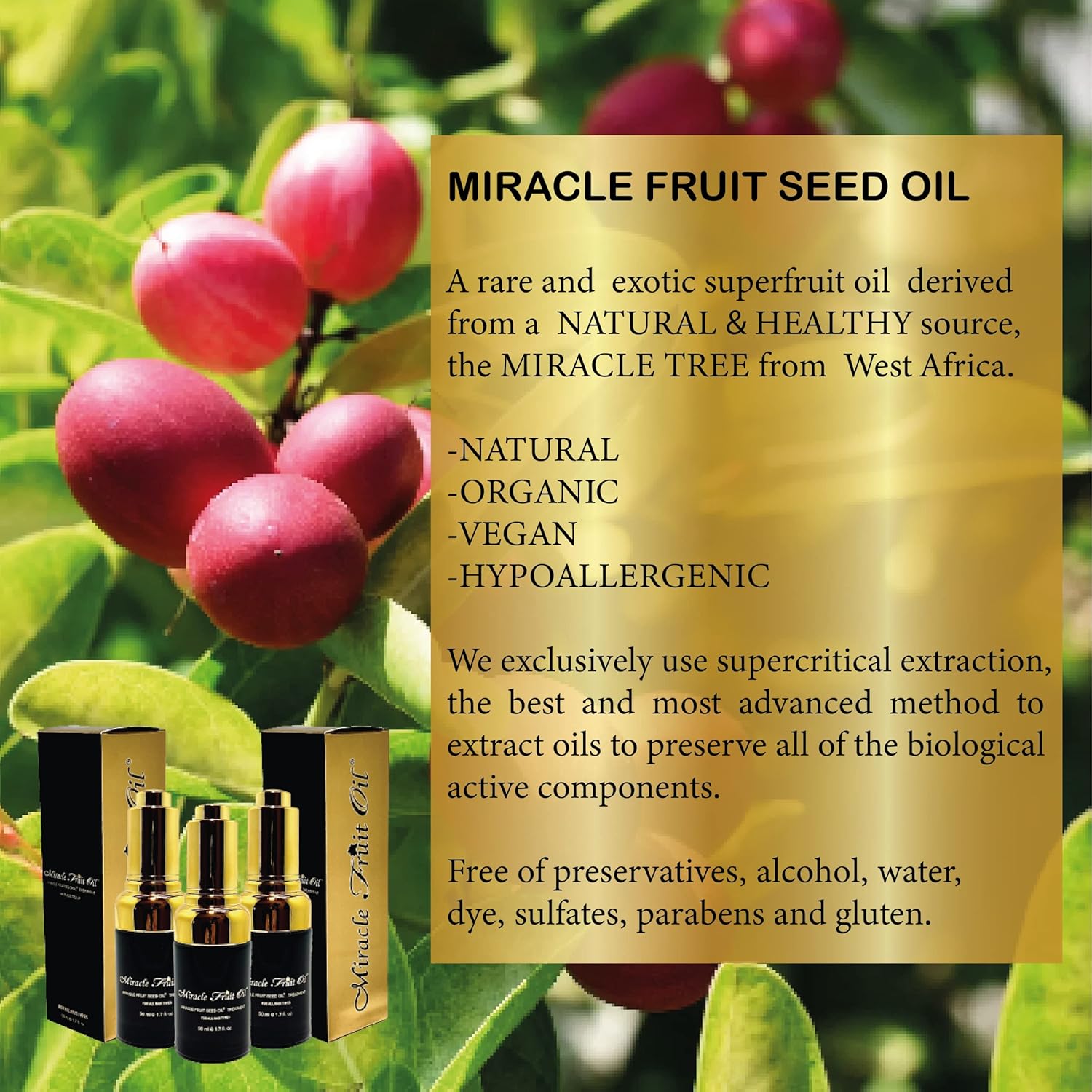 Tratamiento para el cabello y el cuero cabelludo, aceite de semillas Miracle Fruit (1.7 onzas), clínicamente probado para reparar el cabello y el