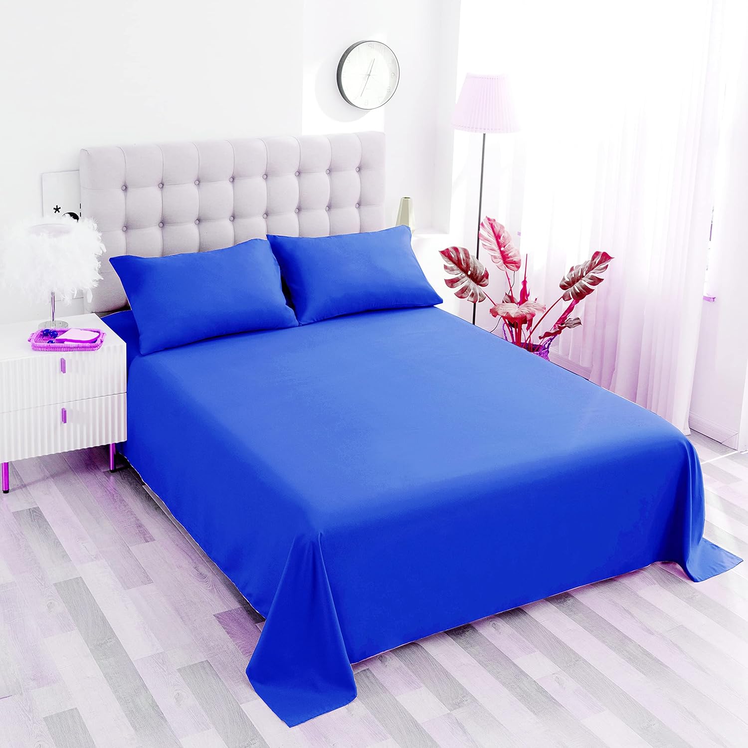 Sfoothome Sábana encimera azul real, sábana superior de microfibra ultra suave y cómoda, tamaño individual
