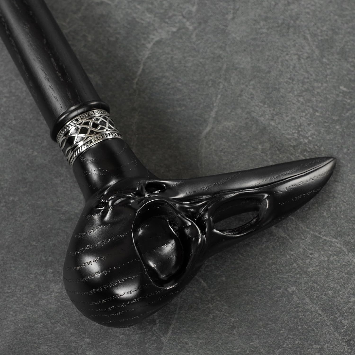Cool Plague Doctor Cane – Elegante bastón steampunk para hombres y mujeres – Bastón negro tallado con calavera de cuervo